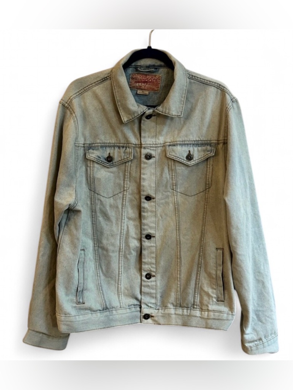 Trademark Brooklyn Cloth Light Wash Button Up Denim Jacket Coat Casual Outerwear